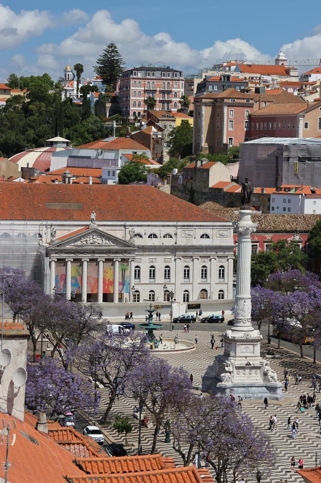 View over a historic Lisbon square and cultural buildings